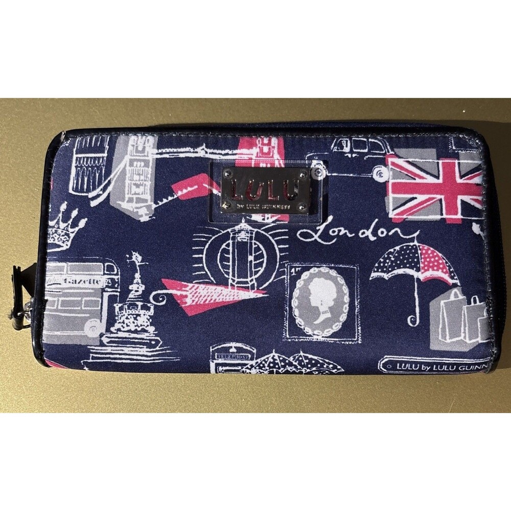 LuLu Guiness wallet,  Blue London Print Flawed But Clean. Little Nicks